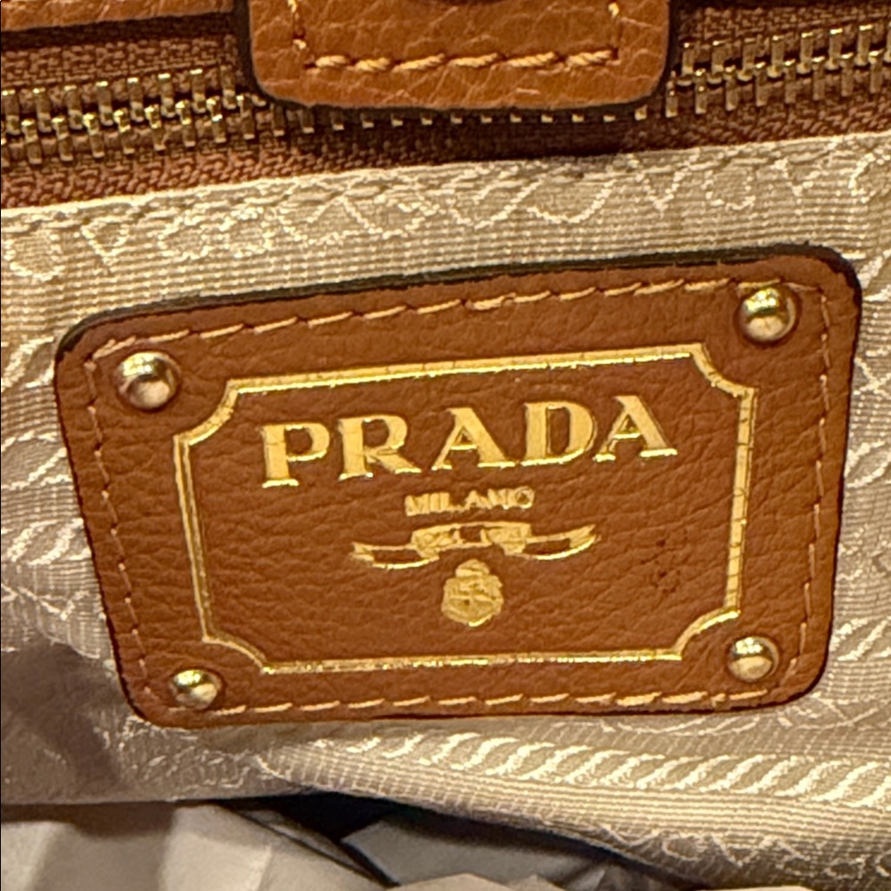 Rare Vintage Prada Vitello Daino Leather Satchel Tote Brown - Picture 11 of 14